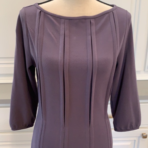 Fossil ~ Pleated Drop Waist Dress in Eggplant - Picture 3 of 16